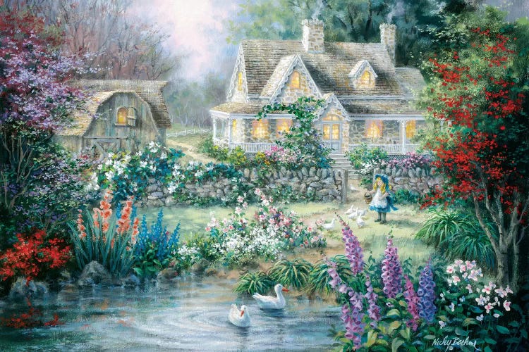 Feeding Geese by Nicky Boehme wall art