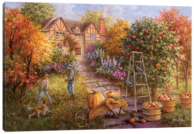 Gathering Fall Canvas Art Print - Autumn & Thanksgiving