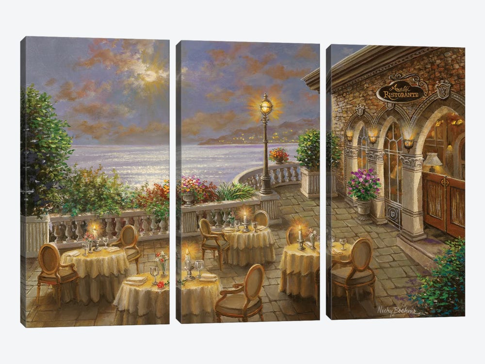 A Romantic Dining Invitation by Nicky Boehme 3-piece Canvas Artwork