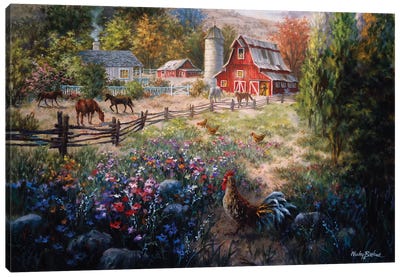 Grazing The Fertile Farmland Canvas Art Print - Traditional Décor