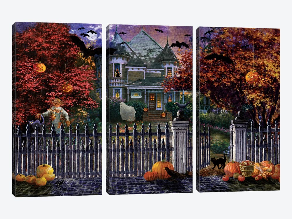 Halloween House by Nicky Boehme 3-piece Canvas Wall Art