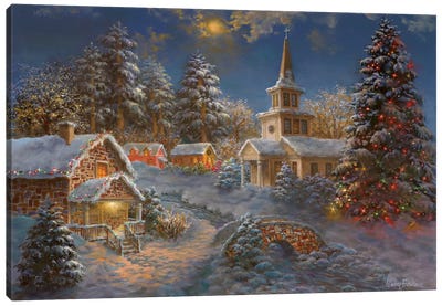 Happy Spirits Await Christmas Canvas Art Print - Christmas Trees & Wreath Art