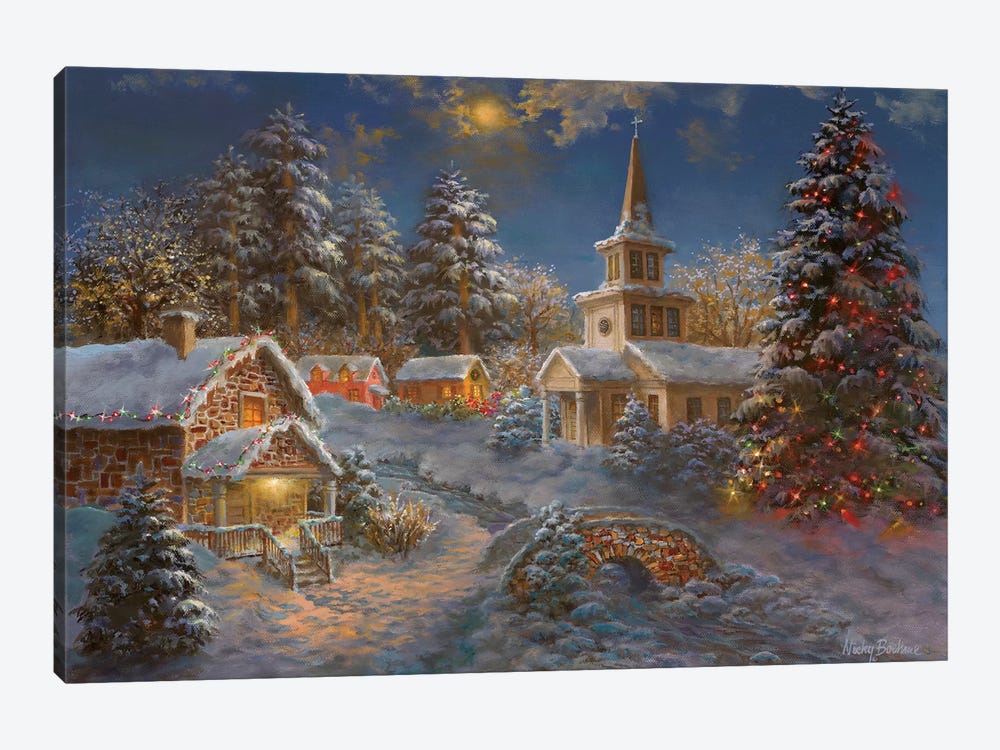 Happy Spirits Await Christmas by Nicky Boehme 1-piece Canvas Wall Art