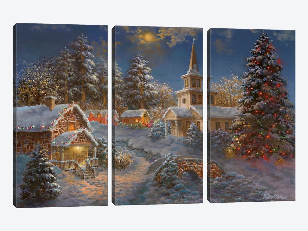 Happy Spirits Await Christmas by Nicky Boehme 3-piece Canvas Wall Art