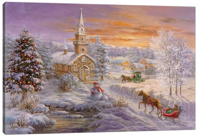 Holiday Worship Canvas Art Print - Snowscape Art