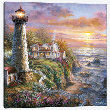 Lighthouse Haven I Canvas Print #BOE97} by Nicky Boehme Canvas Artwork