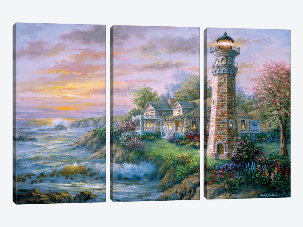 Lighthouse Haven II by Nicky Boehme 3-piece Canvas Wall Art