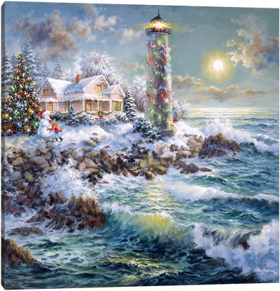 Lighthouse Merriment Canvas Art Print - Lighthouse Art