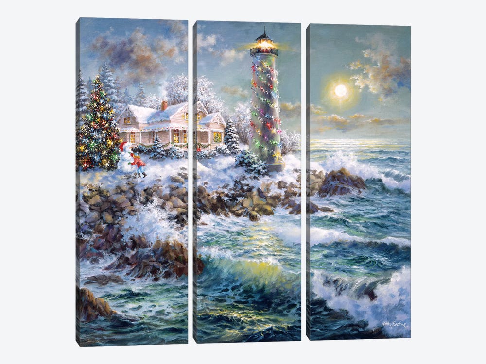 Lighthouse Merriment by Nicky Boehme 3-piece Canvas Art Print