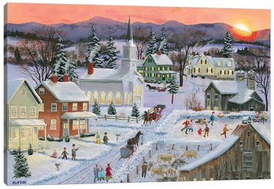 Winter Sunset Canvas Art Print - Bob Fair