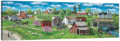 Barns and Silos Canvas Art Print - Folk Art