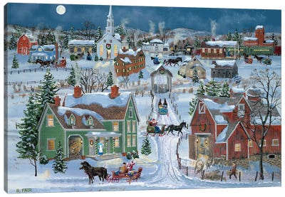Christmas Homecoming Canvas Art Print - Village & Town Art