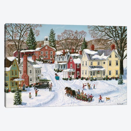 Christmas Sleigh Canvas Print #BOF29} by Bob Fair Art Print