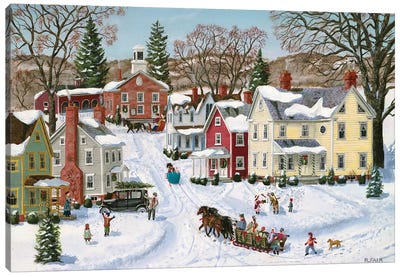 Christmas Sleigh Canvas Art Print - Christmas Scenes