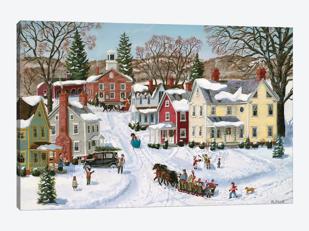 Christmas Sleigh by Bob Fair 1-piece Canvas Artwork