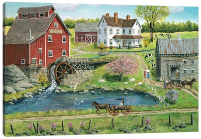 Granger's Mill Canvas Art Print - Village & Town Art