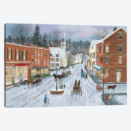 Main Street in Winter Canvas Print #BOF79} by Bob Fair Canvas Artwork