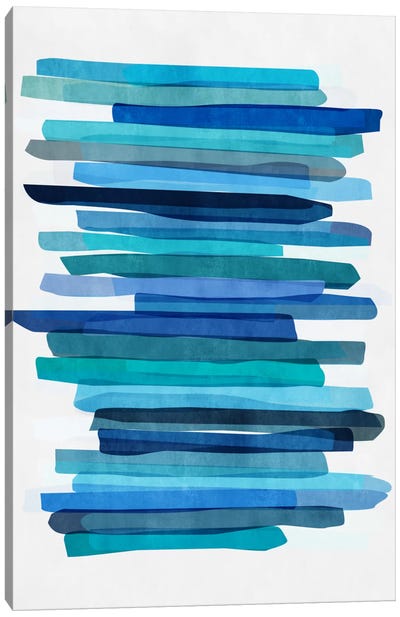 Blue Stripes I Canvas Art Print - Large Minimalist Art