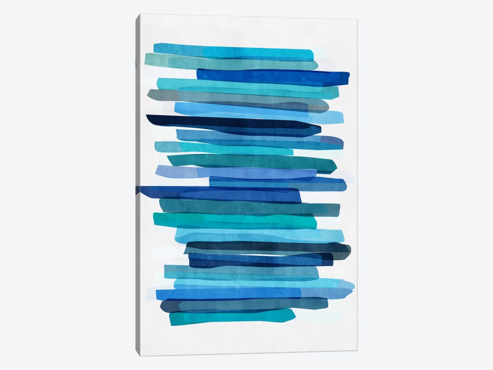 Blue Stripes I by Mareike Böhmer 1-piece Canvas Print