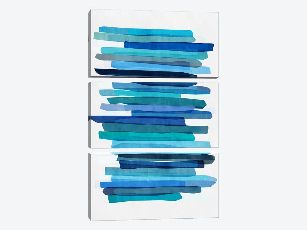 Blue Stripes I by Mareike Böhmer 3-piece Art Print