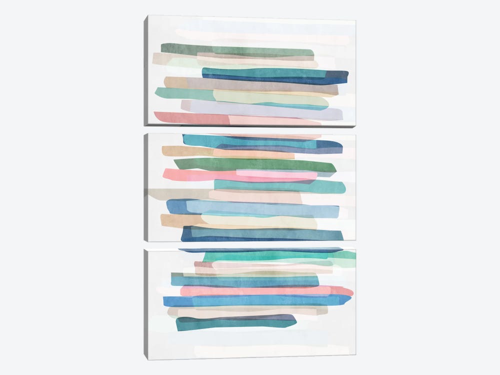 Pastel Stripes I by Mareike Böhmer 3-piece Canvas Print