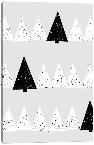 Snowy Forest Canvas Art Print - Black & White Patterns