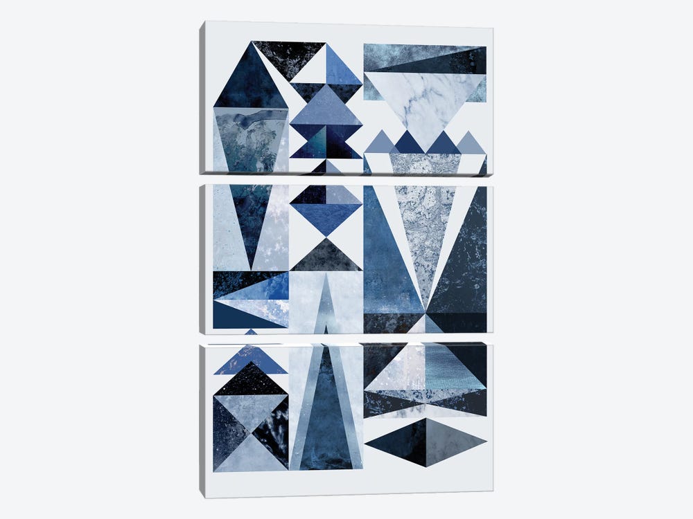 Blue Shapes by Mareike Böhmer 3-piece Canvas Wall Art