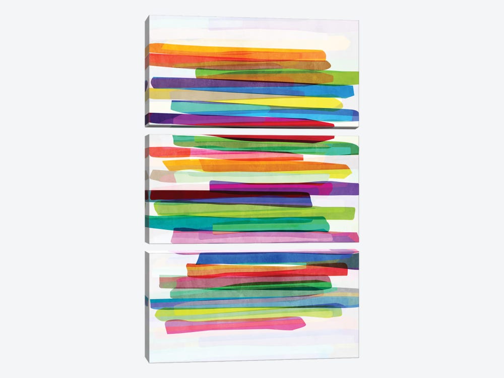 Colorful Stripes I by Mareike Böhmer 3-piece Canvas Wall Art