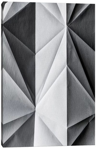 Folded Paper I Canvas Art Print - Black & White Minimalist Décor