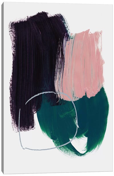 Abstract Brush Strokes X Canvas Art Print - Pink Art