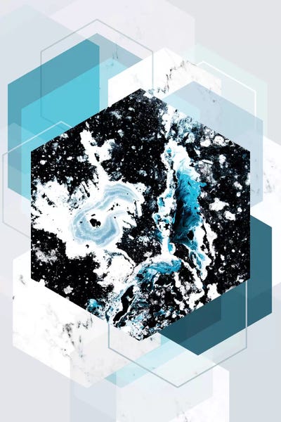 Black & White & Blue: Geometric Textures IV by Mareike Böhmer