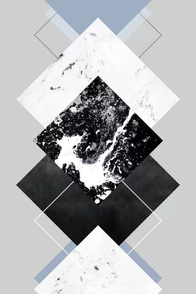 Black & White & Blue: Geometric Textures V by Mareike Böhmer