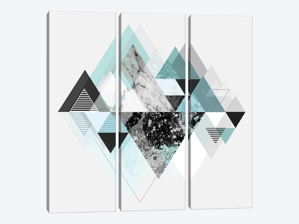 Graphic CX In Turquoise by Mareike Böhmer 3-piece Canvas Print