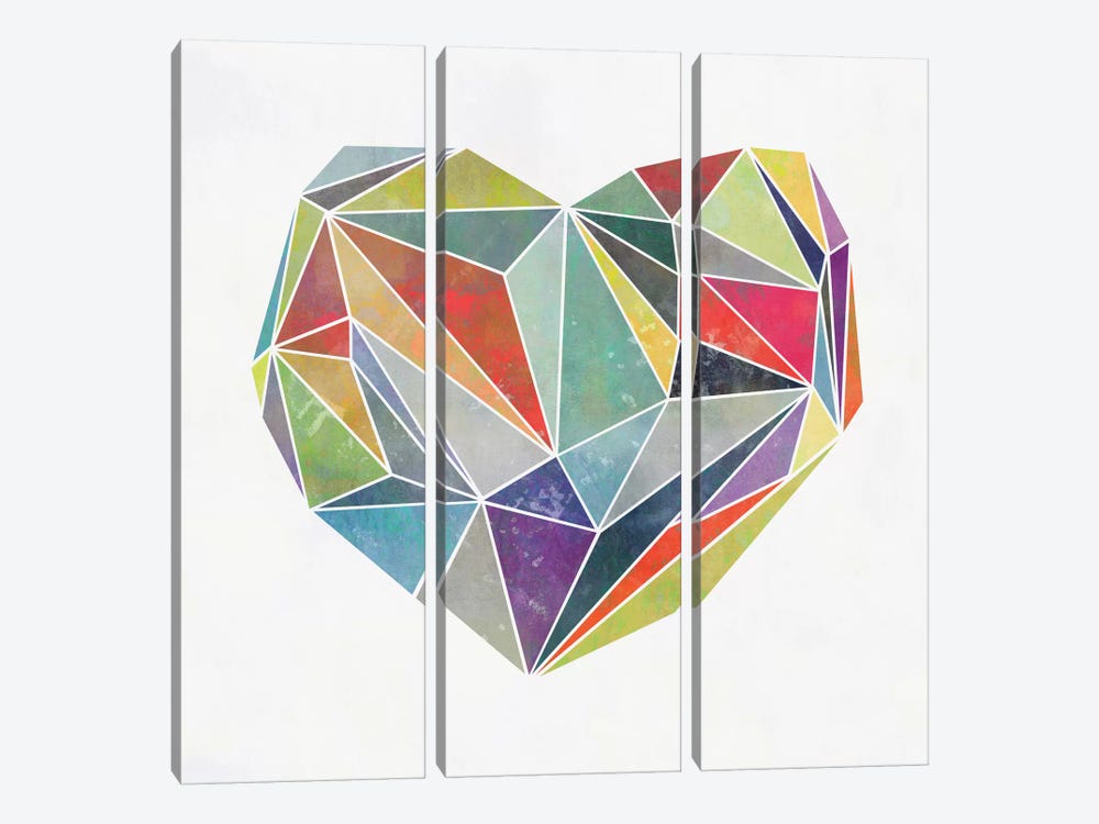 Heart Graphic V by Mareike Böhmer 3-piece Canvas Print