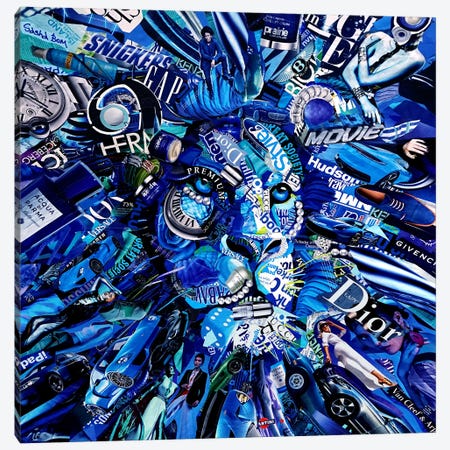 Lion Blues Canvas Print #BOM45} by Sasha Bom Canvas Art Print