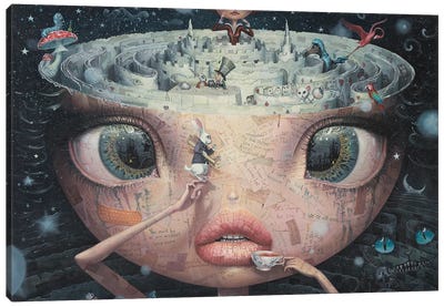 Alice In Wonderland Canvas Art Print - Mushroom Art