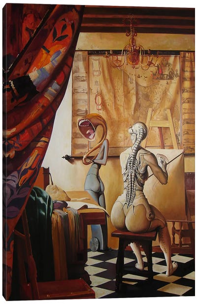Allegory Of Painting Canvas Art Print - Adrian Borda