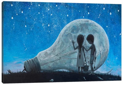 The Night We Broke The Moon Canvas Art Print - Pop Surrealism & Lowbrow Art