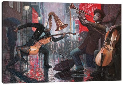 Life Is A Dance In The Rain V Canvas Art Print - Pop Surrealism & Lowbrow Art