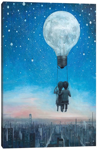 Our Love Will Light The Night Canvas Art Print - Adrian Borda