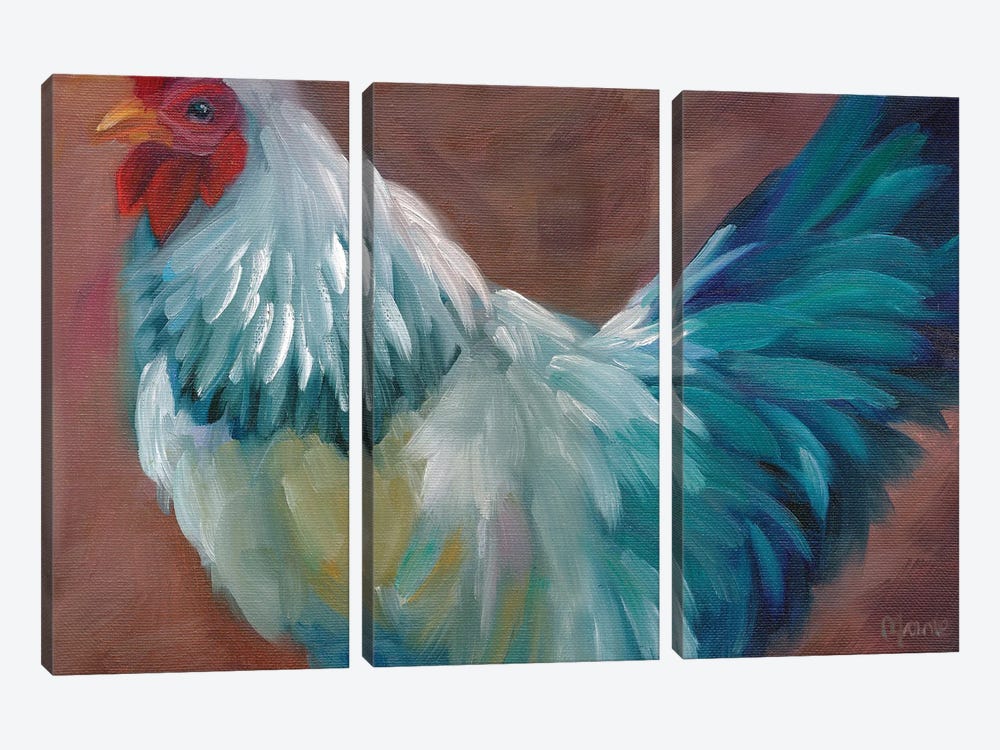 Blue Rooster 3-piece Canvas Wall Art