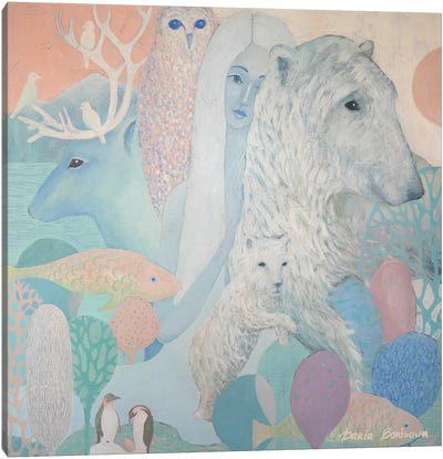 Melting Glacier Canvas Art Print - Polar Bear Art