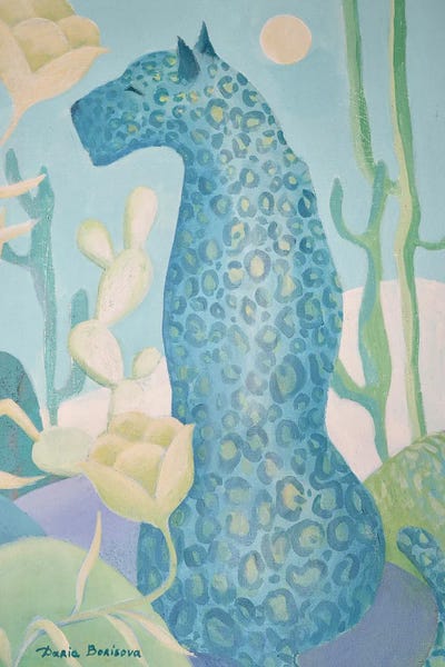 Daria Borisova: Blue Leopard In Savannah by Daria Borisova