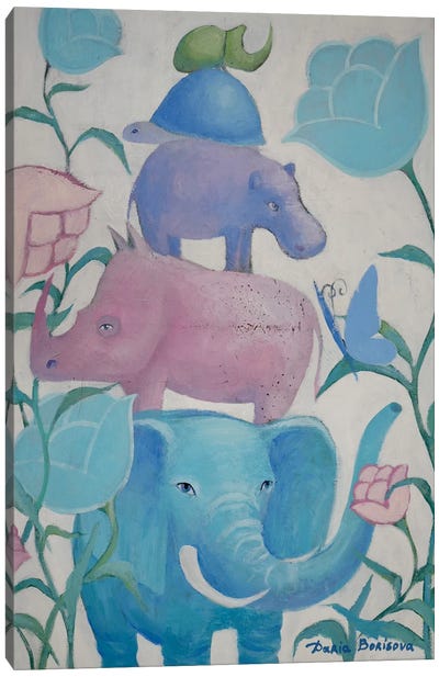 Keep Balance Canvas Art Print - Hippopotamus Art