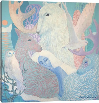Arctic Family Canvas Art Print - Polar Bear Art