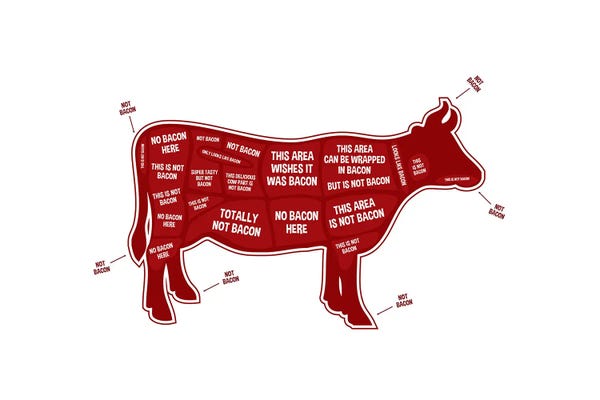 Meats: Not Bacon - Cow by Benton Park Prints