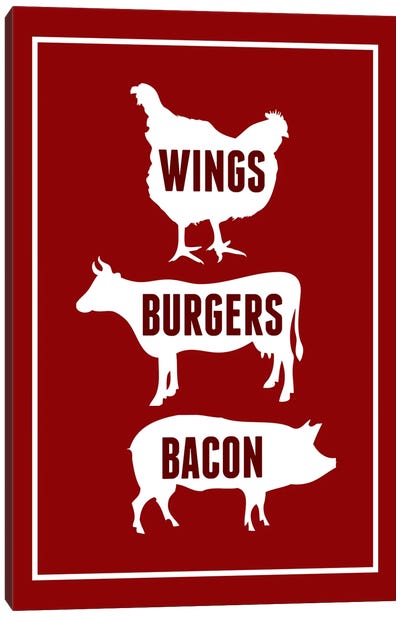 Wings Burgers Bacon Canvas Art Print - Benton Park Prints