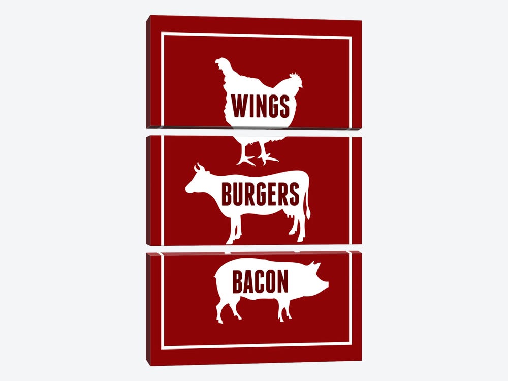 Wings Burgers Bacon by Benton Park Prints 3-piece Canvas Print