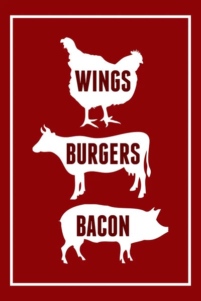 Benton Park Prints: Wings Burgers Bacon by Benton Park Prints
