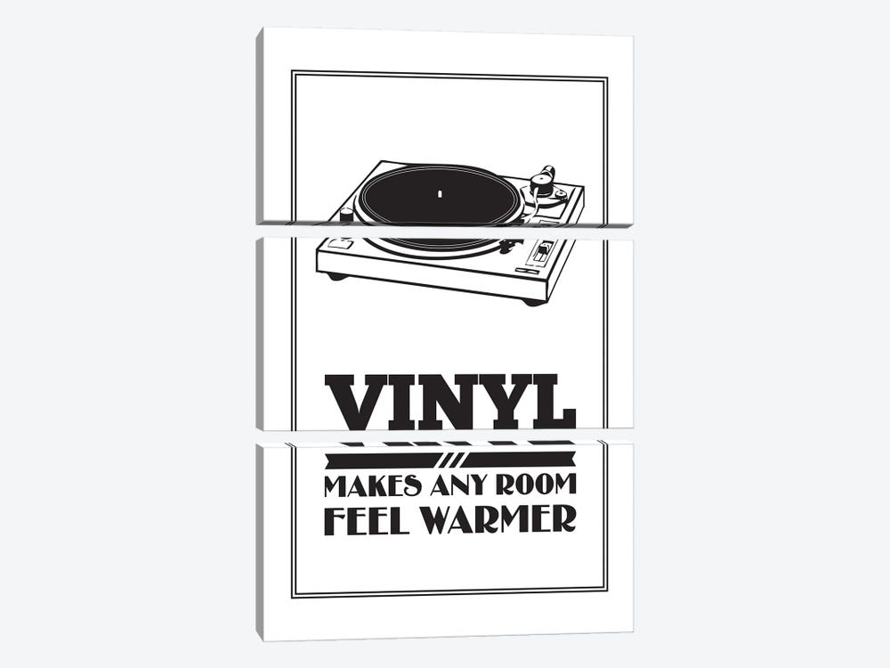 Vinyl Makes Any Room Feel Warmer - White by Benton Park Prints 3-piece Canvas Artwork